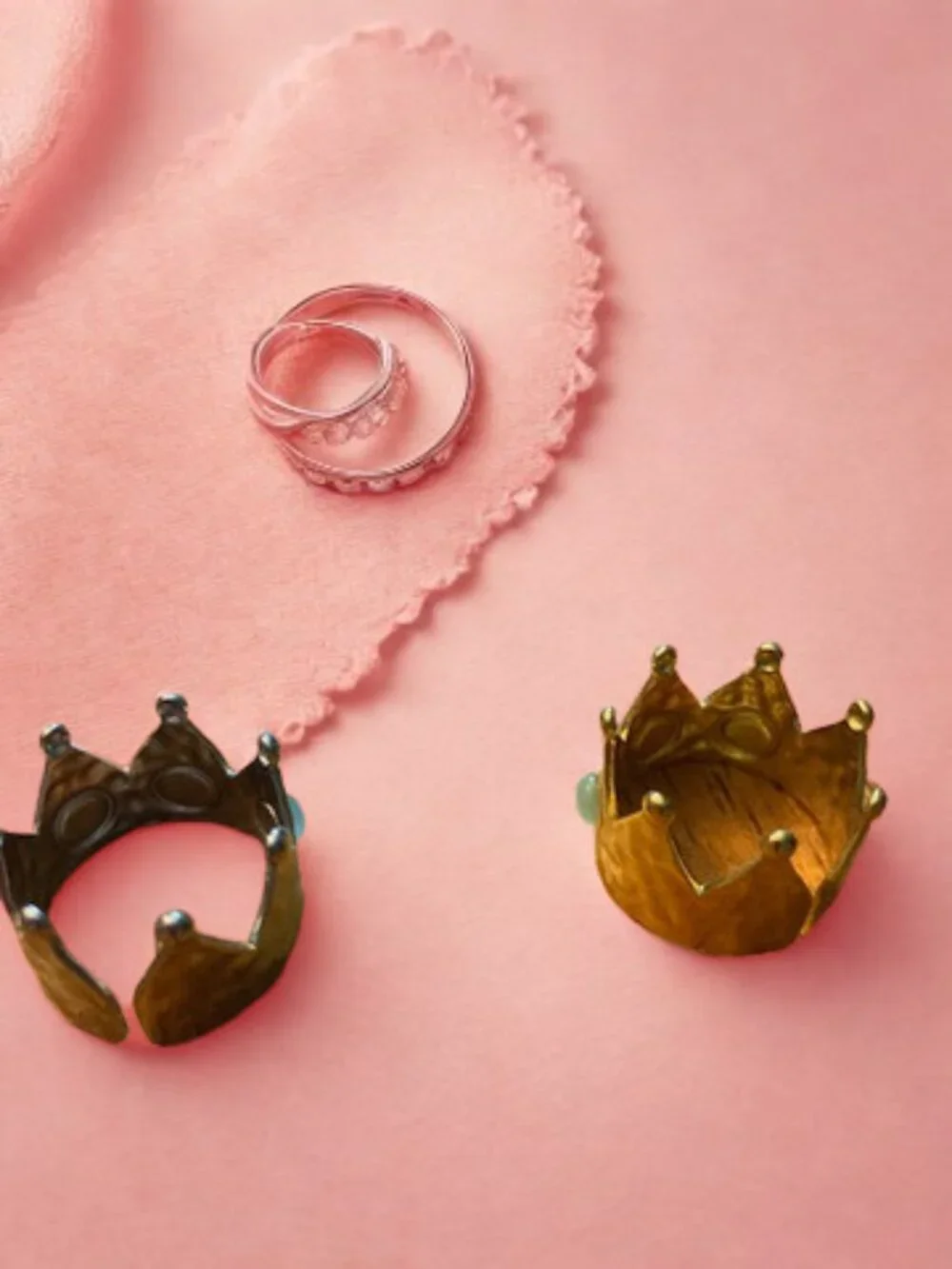 Gold-Plated Crown Gemstone Ring